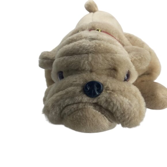 Vtg The Rushton Company Bulldog Dog Plush Stuffed Animal 14"x7" Laying Down RARE - Picture 2 of 5